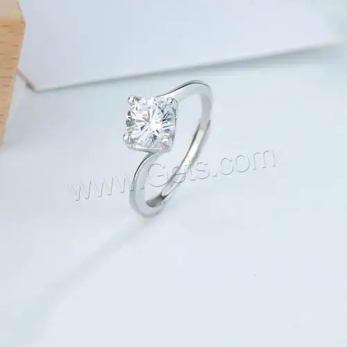 Joyería de moda Cubic Zirconia anillo de dedo de Plata de Ley 925 Chapado en platino ajustable para mujer blanco 1608739