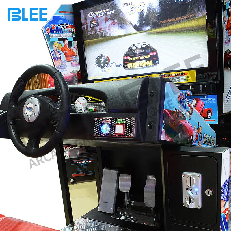 Fabriek Muntautomaat Arcade Auto Full Motion Simulator 4d Rijden Game Machine Cockpit Outrun 32 Auto Sim Racegames Simulator