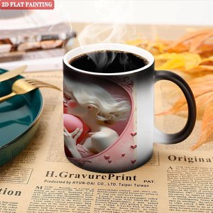 Frosted Black 11oz <b>Ceramic</b> <b>Mug</b> Heat Activated Cup For Festival Souvenir - Product Image 5