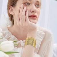 Gelang Manset Punk Berlapis Emas Tebal Tak Beraturan, Gelang Fashion Terbuka, Hadiah untuk Wanita