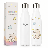 Bouteille d'eau isotherme à double paroi en acier inoxydable 304, 16 oz, blanche, personnalisable, avec couvercle, pour le sport – Vente en gros