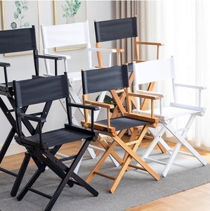 Chaise de Réalisateur Pliante en Bois Premium, Cadre en Bois Massif Portable avec Siège et Dossier en Toile Noire pour Utilisation Intérieure et Extérieure - Product Image 2