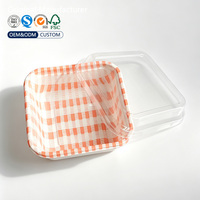 Wegwerp papieren schaal met transparant PET deksel, food grade, voor sushi, salade, gebakken voedsel, op maat bedrukt