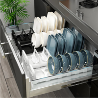 Égouttoir à vaisselle réglable en PP pour armoire de cuisine, organisateur de rangement pour bols et assiettes, vente en gros