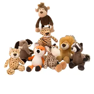 2023 Manufacturer Custom Jungle Tiger Forest Stuffed Animal Toys Fox Raccoon Giraffe Elephant Soft Plush Toy Wholesale