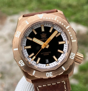 2025 New Arrival SD1950s Người Đàn Ông Của Lặn Đồng Hồ Rắn Bronze Trường Hợp Độc Đáo Hai-Nút Thiết Kế 100M Không Thấm Nước Biển Sâu - Product Image 4