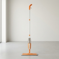 Serpillère plate en aluminium léger avec manche télescopique, tête pivotante à 360°, 2 tampons en microfibre, outil de nettoyage des sols humides et secs