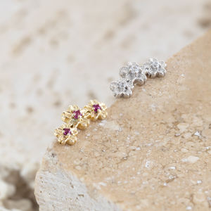 Piercing in Oro Giallo 14k Senza Filettatura, Terminali per Labret, Orecchini a Fiore in Oro Massiccio 14K, Gioielli per il Corpo - Product Image 6