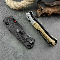 Vente en gros de couteau pliant personnalisé avec logo BM 593 BK, manche en fibre de carbone G10, couteau tactique de survie pour le camping, la chasse, EDC, multi-outils