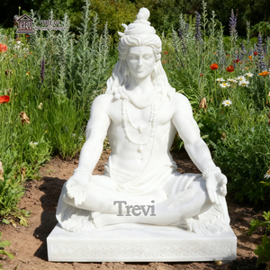 Tevi intagliato a mano dio indiano scultura religiosa in pietra naturale marmo bianco signore Shiva statua per la decorazione - Product Image 1