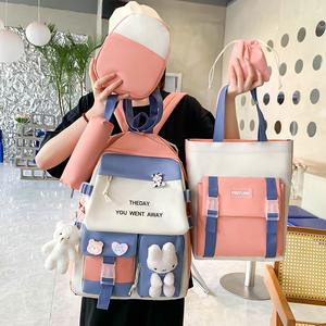 2025 Offre Spéciale vente en gros mode 4 pièces ensemble <span class=keywords><strong>pas</strong></span> <span class=keywords><strong>cher</strong></span> Polyester sac à dos sacs d'école pour adolescentes jeunes filles enfants étanche Pop - Product Image 5
