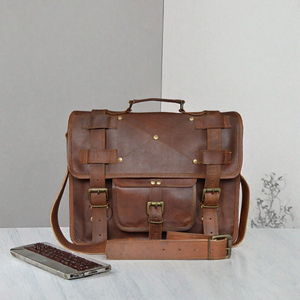 Large Capacity Genuine <b>Leather</b> 15.6 Inch Laptop Messenger <b>Bag</b> Casual Men's <b>Work</b> Crossbody Satchel for College & Office - Product Image 3