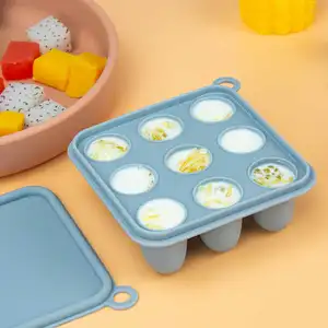 Desain baru pengumpan makanan buah bebas BPA susu bayi silikon es batu nampan Freezer dengan penutup