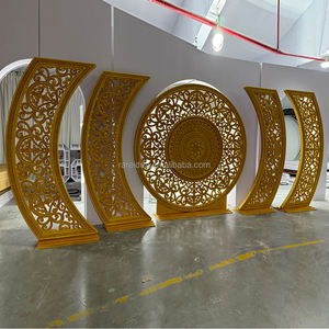 कस्टम लक्जरी वेडिंग इंडिया गोल्ड pvc पृष्ठभूमि शादी के चरण की सजावट - Product Image 5