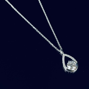 Qinglong Jewelry Cheaper Factory 18k White Gold Pear Diamond Fashion Jewelry <b>Necklace</b> Heart Cut Round Diamond <b>Necklace</b> for Women - Product Image 5