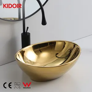 Kidoir 2024 Toilettenspüle Handwaschbecken hochwertiges Goldwaschbecken für Hände Keramik-Spülbecken Luxus-Badezimmer Lavabo Goldenes Waschbecken