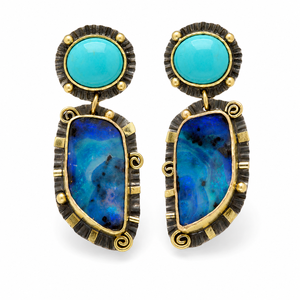 Orecchini a Goccia con Motivo Onde Blu Oceano per Donne, Orecchini Pendenti Creativi a Forma d'Onda, Gioielli Eleganti e alla Moda - Product Image 1