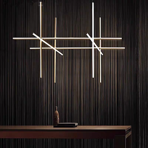 Tùy Chỉnh Hiện Đại Bắc Âu <span class=keywords><strong>LED</strong></span> Mặt Dây Chuyền Tuyến Tính Ánh Sáng Có Thể Điều Chỉnh Hình Chữ Nhật Vuông Dài Hình Học Kết Hợp Nhóm Đèn Chùm Cho Khách Sạn - Product Image 1