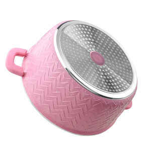 Zogifts-Juego de utensilios de cocina de granito de aluminio fundido redondo de 9 piezas, olla antiadherente con cubiertas transparentes - Product Image 1