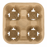 Support de tasses en papier kraft non imprimé pour quatre tasses, pliable et robuste, pour vente en gros, idéal pour les boissons à emporter et le thé au lait