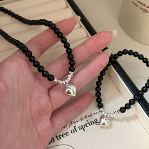 Yinruitai-collar de plata de ley S925 con cuentas de ágata negra para mujer, estilo vintage, joyería de moda INS, uso diario - Product Image 4
