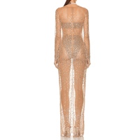 Robe longue à manches longues et col rond pour femme, vêtement tendance, Slim, Transparent, Offre Spéciale