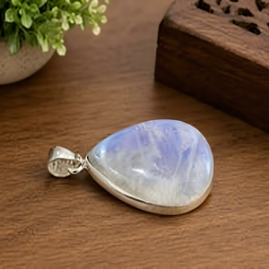 Pendentif en pierre de lune arc-en-ciel en argent sterling 925 fait à la main pour femmes, bijoux en pierre précieuse naturelle, plaqué or - Product Image 2