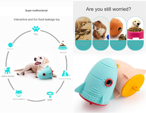 Jouet de puzzle en gros pour animaux de compagnie, distributeur de nourriture en forme de fusée, jouet à mâcher en silicone, fusée anti-fuite pour chiens et chats - Product Image 4