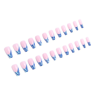 Faux ongles de luxe en gros, longs, en forme d'amande, à presser, motifs capsules colorées à la française, tailles personnalisées, étiquette privée - Product Image 3