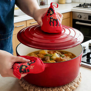 Tapa Triangular con Estampado de Caballo Rojo para Olla, Cacerola de Hierro Fundido, Protector de Asa Aislado, Accesorio de Cocina - Product Image 4