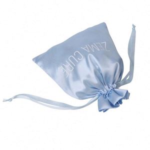 Bolsas de Satén con Cordón Personalizables al por Mayor con Impresión de Logotipo para Almacenamiento de Pelucas y Empaque de Joyería - Product Image 4