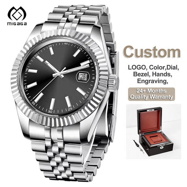 Wholesale Custom logo 30m Waterproof Stainless Steel Pointer Automatic Watch for Men