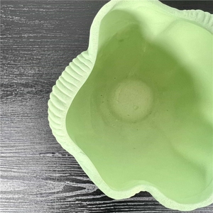 Modern Ceramic & Porcelain <b>Vase</b> Set Irregular Green Flower Design for Home Decor Matte & Glazed <b>Vases</b> for Patio Pot Usage - Product Image 5