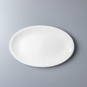 Assiette <span class=keywords><strong>de</strong></span> service ovale en céramique blanche sous glaçure, sans plomb ni cadmium, <span class=keywords><strong>de</strong></span> 8/10/12/14 pouces, adaptée au contact alimentaire - Product Image 1