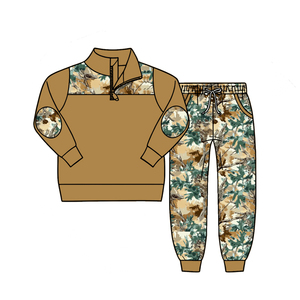 Conjunto de Caza Camuflaje Árbol Azul para Bebés Niños, Sudadera con Cremallera de Cuarto y Pantalones Jogger Camuflaje, Conjunto Otoñal Estilo Western para Niños Pequeños - Product Image 5