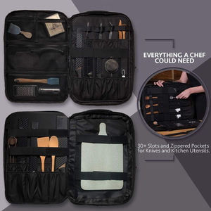 Bolsa enrollable para cuchillos de 20 bolsillos, mochila de nailon encerado resistente a las manchas con más de 30 bolsillos, utensilios de cocina, soporte para cuchillos de Chef - Product Image 2