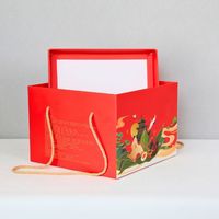 Boîte cadeau personnalisée écologique avec poignée en corde de papier carrée |   Emballage alimentaire pour pâtisseries Zongzi et autres |   Couleur personnalisée et logo en feuille métallisée