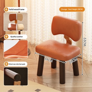 Taburete Pequeño <span class=keywords><strong>de</strong></span> Madera con Respaldo, Estructura Resistente, Asiento Acolchado Suave - Diseño Moderno para Sala <span class=keywords><strong>de</strong></span> Estar y Dormitorio, Banco para Cambiar Zapatos - Product Image 6