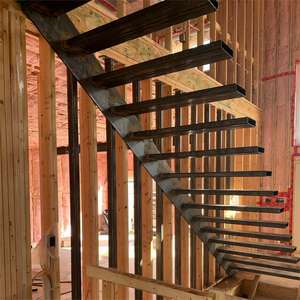 Design moderno in legno e metallo per scale mobili in stile interno con sensore a LED invisibile ringhiera senza cornice - Product Image 3