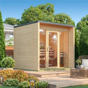 Sauna Cuadrada Moderna y Minimalista para Exteriores <span class=keywords><strong>con</strong></span> <span class=keywords><strong>Puerta</strong></span> <span class=keywords><strong>de</strong></span> Vidrio Templado y Sistema <span class=keywords><strong>de</strong></span> Ventilación Oculto - Product Image 4