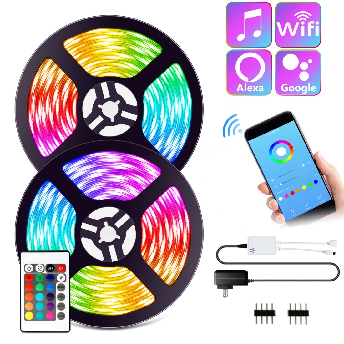 Amazon лучший продавец Ip20 12V 5050 Smd Wifi приложение умная Светодиодная лента Rgb цветные светодиодные ленты 10M luces inteligentes