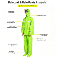 Ensemble de pluie pour adulte en tissu Oxford, protection intégrale contre les fortes pluies, veste et pantalon de sécurité tendance pour le travail en extérieur