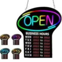 Enseigne LED ouverte avec affichage des heures d'ouverture, logo personnalisé, enseigne lumineuse au néon pour bar, salon, vitrine, décoration murale