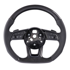 Volant pour <span class=keywords><strong>Audi</strong></span> B9/B8/S3/A7/A5/A4/C7/A3/Q3/A6/C6/<span class=keywords><strong>TT</strong></span>/S4/RS5/RS3/R8/Q5/S5/A8 - Design <span class=keywords><strong>sport</strong></span> en fibre de carbone et cuir - Product Image 1