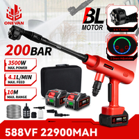 Newbeny 3500W 200 Bar Pistol Semprot Tekanan Tinggi 18V 3 Tingkat Kecepatan Portabel DIY Motor Tanpa Sikat Tanpa Kabel Pencuci Mobil 6-in-1