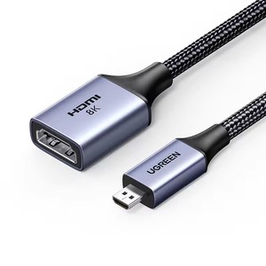 Adaptador UGREEN Micro HDMI para HDMI 8K 60Hz 3D para GoPro Hero 7 <span class=keywords><strong>Raspberry</strong></span> <span class=keywords><strong>Pi</strong></span> <span class=keywords><strong>4</strong></span> Sony Nikon com Cabo HDMI Trançado - Product Image 1