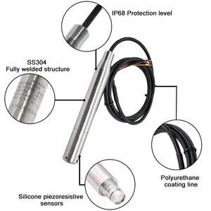 Barato aço inoxidável hidrostática sonda 4-20mA submersível água líquido nível transmissor