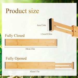 Nuovo Modello di Set di 4 Cestini Portaoggetti in Bambù, <span class=keywords><strong>Divisori</strong></span> Espandibili e Regolabili <span class=keywords><strong>per</strong></span> Cassetti, Salvaspazio <span class=keywords><strong>per</strong></span> <span class=keywords><strong>Cucina</strong></span>, Camera da Letto, Bagno, Comò - Product Image 3