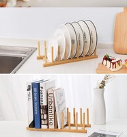 Rak piring bambu 8 tingkat mudah dipasang, rak display piring organizer, kabinet dapur harga pabrik