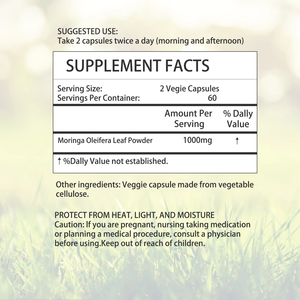 Cápsulas de Moringa OEM ODM, Cápsulas de Polvo de Hoja de Moringa, Desintoxicación Corporal, Refuerzo del Sistema Inmunitario, Aumenta la Inmunidad - Product Image 2